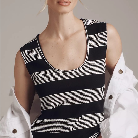 Anthropologie Bishop + Young Black and White Striped Shell - Picture 4 of 4